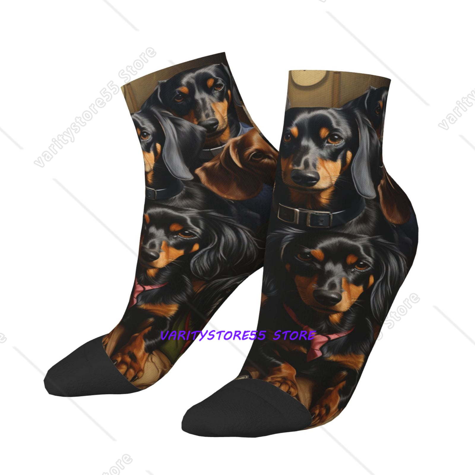 Socks Ankle Men - ローカットユニセックスノベルティクルーソックスカジュアルアンクルソックス男性女性用ダックスフントソーセージドッグアート