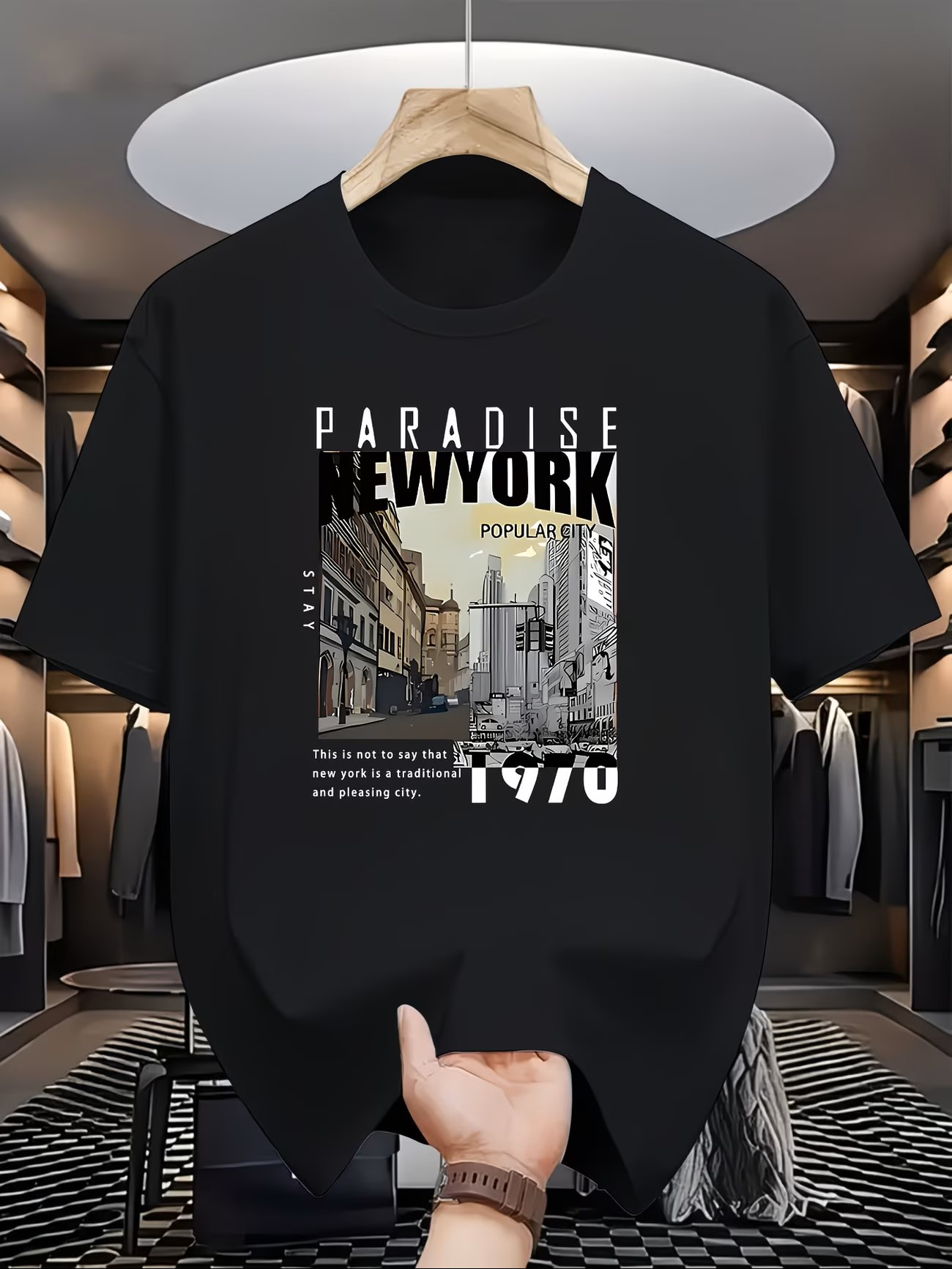 Men'S Fashion New York - メンズファッションカジュアルPARADISE NEW YORKプリントレギュラー半袖Tシャツ、快適で多用途