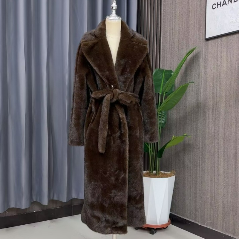 Men'S Fashion X - 新作秋冬大きいサイズフェイクミンクコートロングフェイクファー一体型コート婦人服輸出ファッション快適暖かいコート