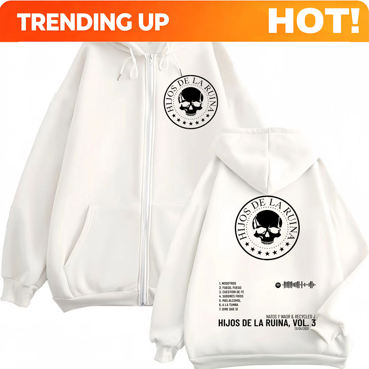 Mens Fashion Zip Up Hoodies - ラップデュオ ナトス・イ・ワオル ヒホス・デ・ラ・ルイナ アルバム ジッパーフーディー メンズ
