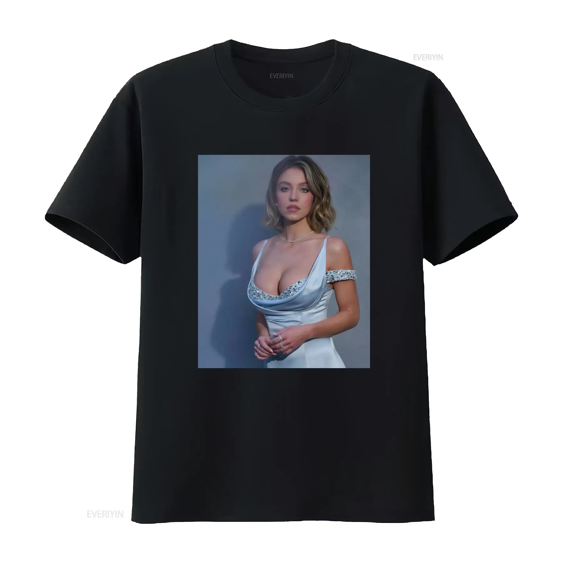 Men'S Fashion Sydney - シドニー・スウィーニー風Tシャツ ファッションセレブプリント レディース向け スタイリッシュでトレンディなヴィンテージ風ウォッシュ加工 ユニセックス ストリートウェア