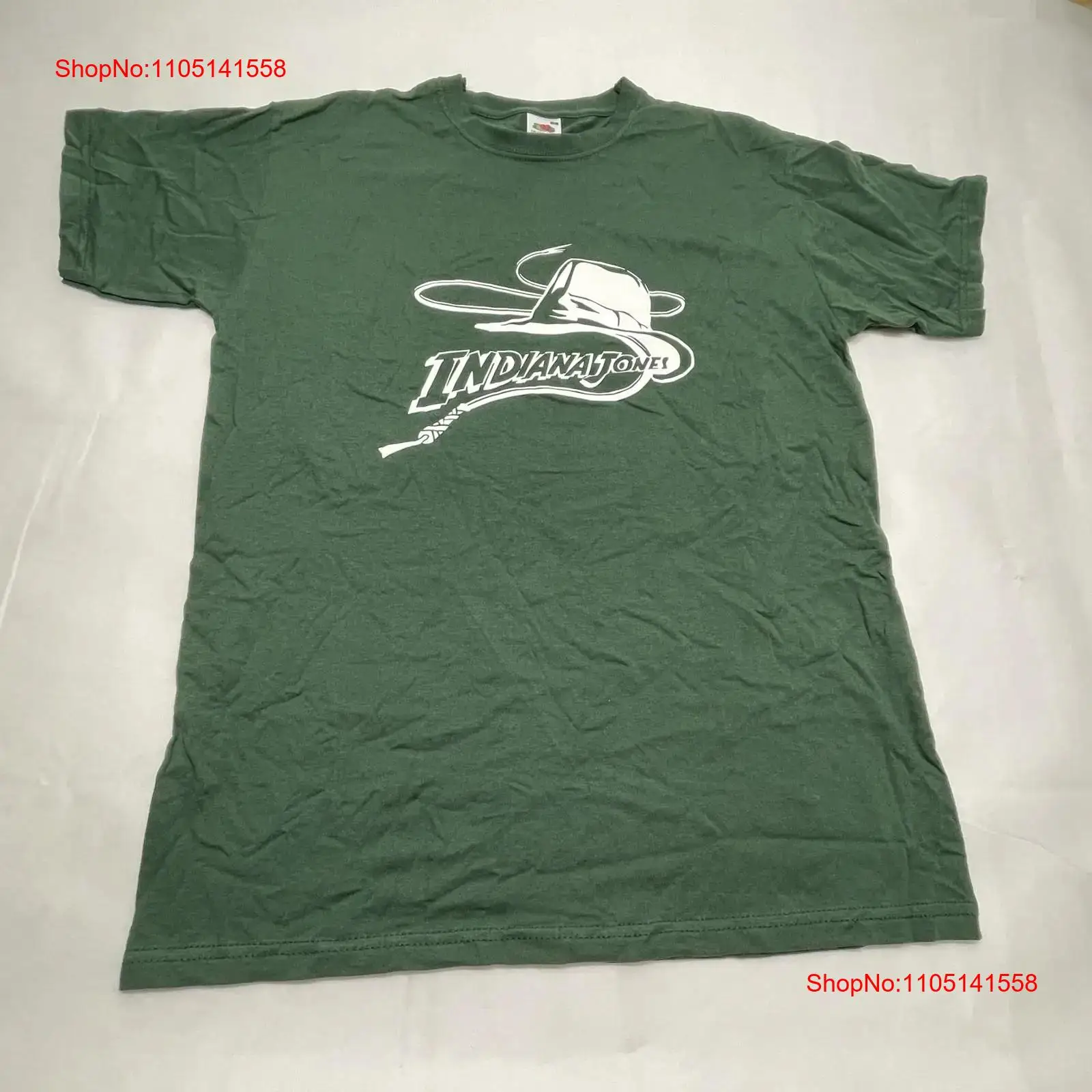 Men'S Fashion With Hat - インディ・ジョーンズ映画 Tシャツ 帽子と鞭 グリーン ホワイト サイズ