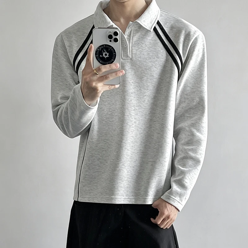 ストライプ柄のパネルが組み合わされた、メンズ用長袖ポロシャツ - Mens Fashion Summer のレビューと価格