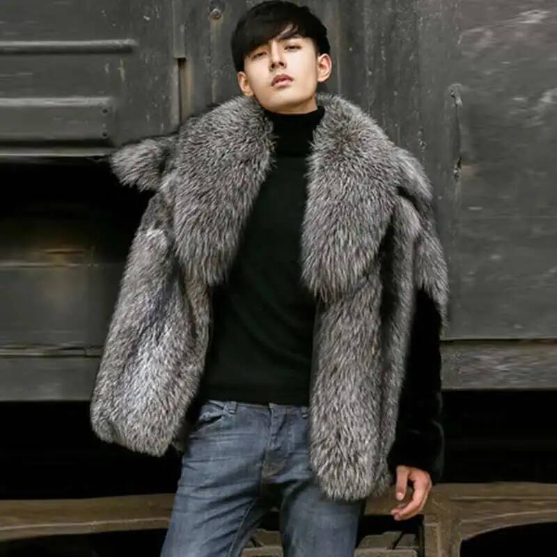 秋のメンズフェイクファーコートファッション厚く暖かいジッパー - Men'S Fashion X のレビューと価格