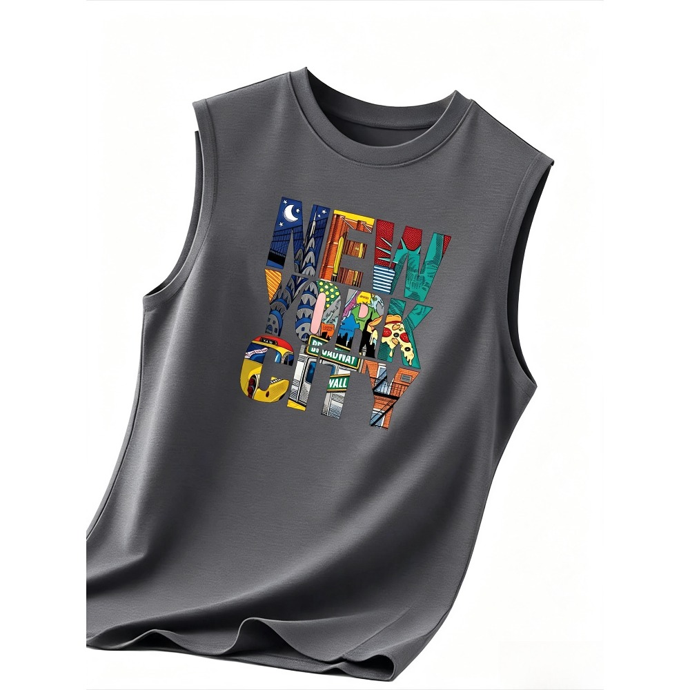 ニューヨークシティグラフィティプリントメンズノースリーブTシ - Men'S Fashion New York のレビューと価格