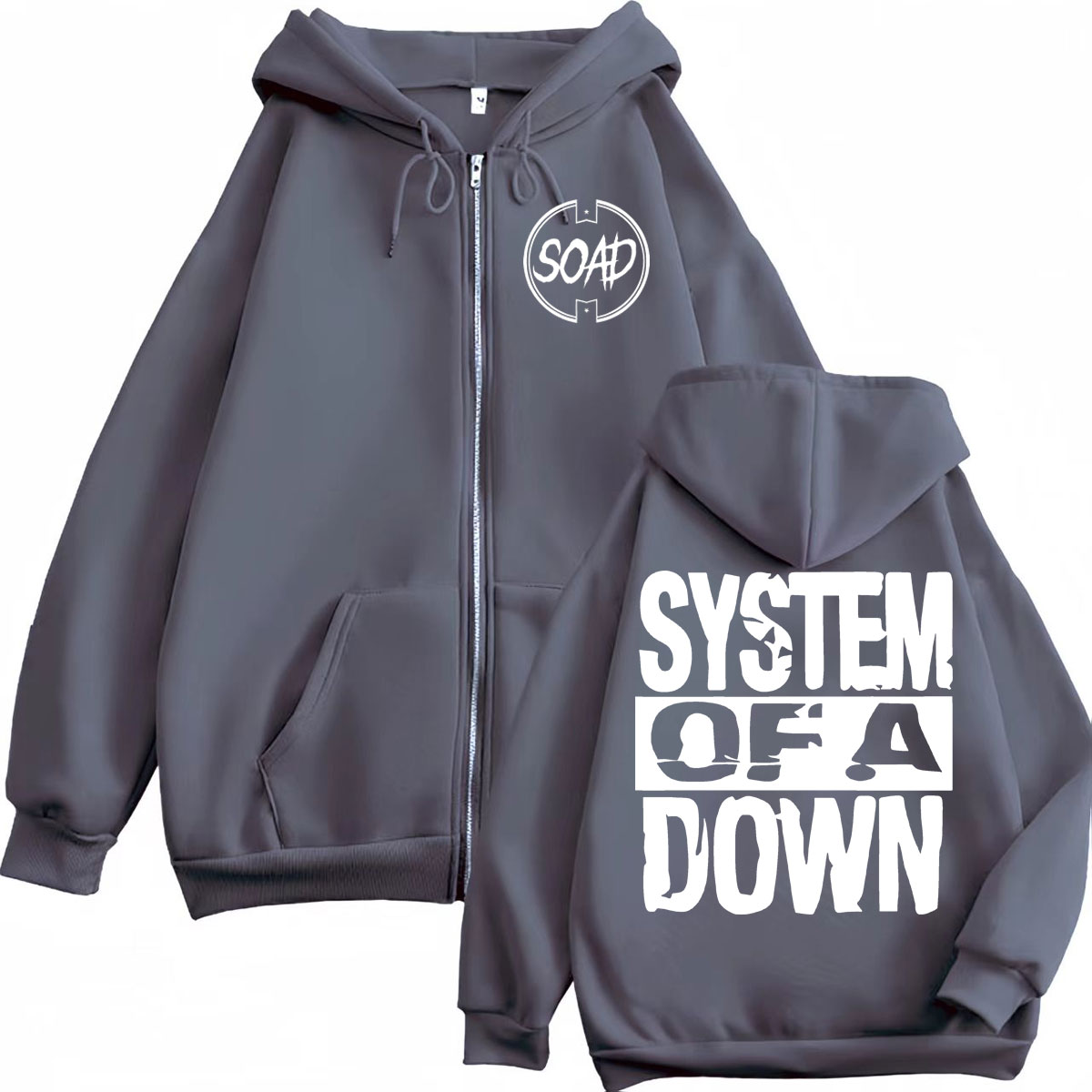 ロックバンドシステムオブアダウンプリントジッパーフーディー高 - Mens Fashion Zip Up Hoodies のレビューと価格