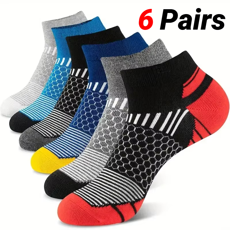 メンズショートスポーツソックス6足組 - 吸湿速乾性、通気性 - Socks Ankle Men のレビューと価格